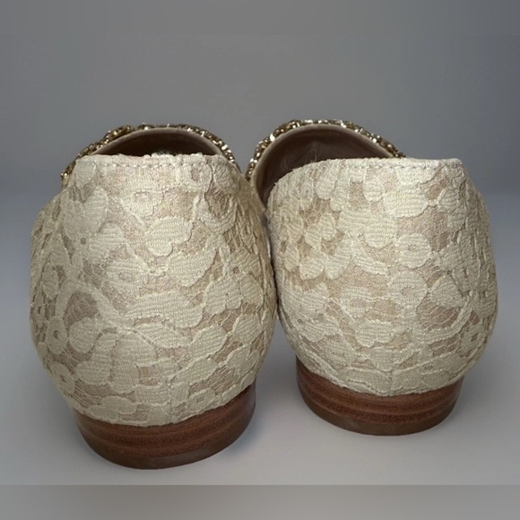 New Cecilia New York Rhinestone Lace Flats Shoes Wedding Sz 8.5 Ivory Cream $245 - Picture 7 of 12